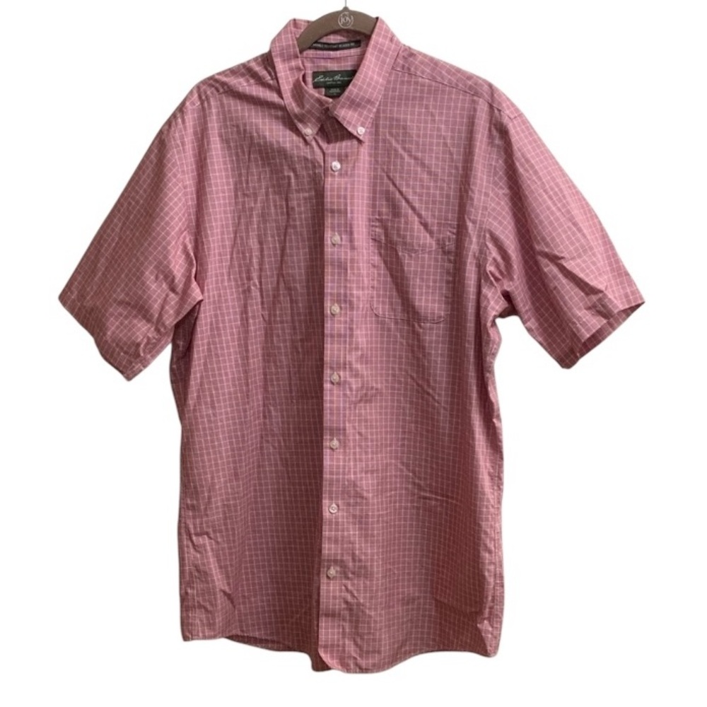 Eddie Bauer Gingham Short Sleeve Button Down Easter Shirt Men’s Tall Large